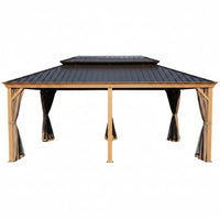 Hardtop Gazebo Built to Weather Year-Round, 12x18 Galvanized Steel Roof, Aluminum Frame, Mosquito Netting