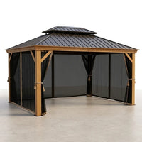 12-Ft X 20-Ft Hardtop Roof Aluminum Gazebo (Screen Included) — Studio Shot